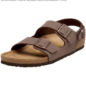 Birkenstock Milano Sandal Mocha Birko-Flor Faux Leather Wide Width Men EU45 M12